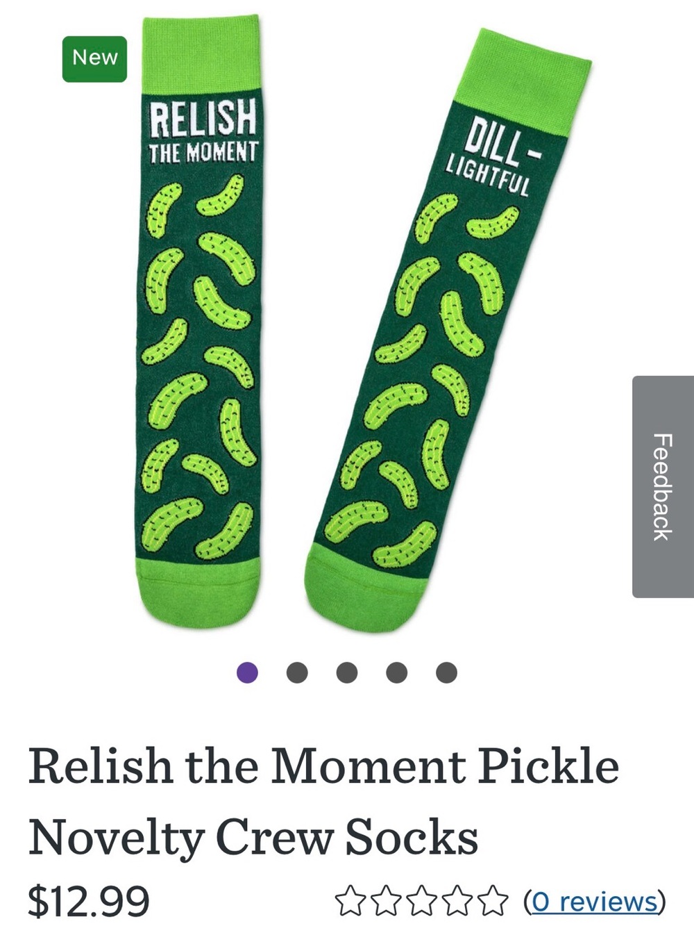 Hallmark Green Pickle Novelty Crew Socks
